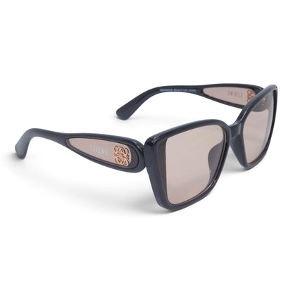 U&EYE The Selene cat-eye square sunglasses in Black / Champagne Gradient — angled view