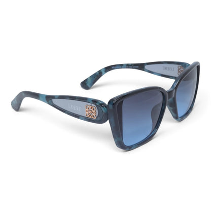 U&EYE The Selene cat-eye square sunglasses in Blue Tortoise / Blue Gradient — angled view