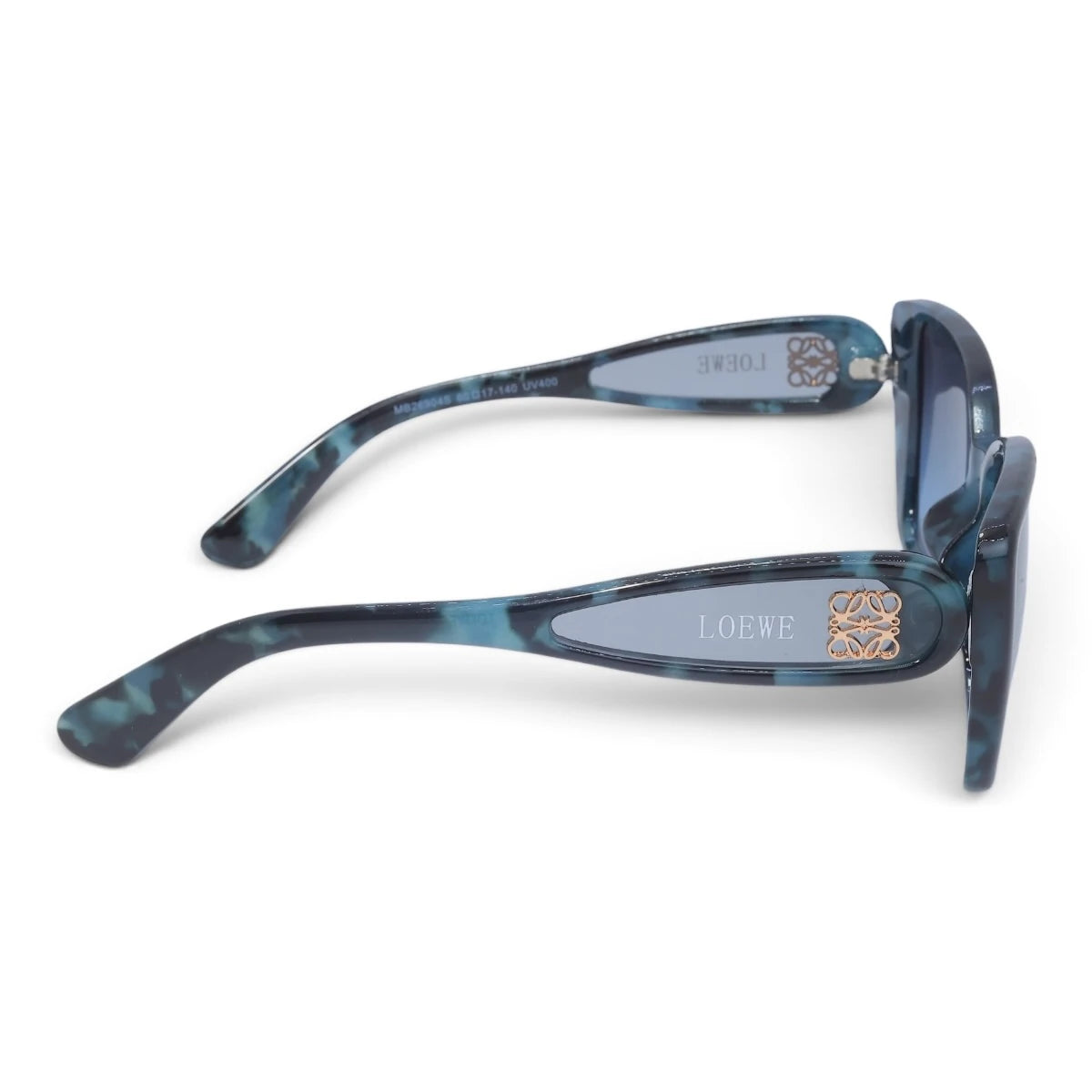U&EYE The Selene cat-eye square sunglasses in Blue Tortoise / Blue Gradient — side view
