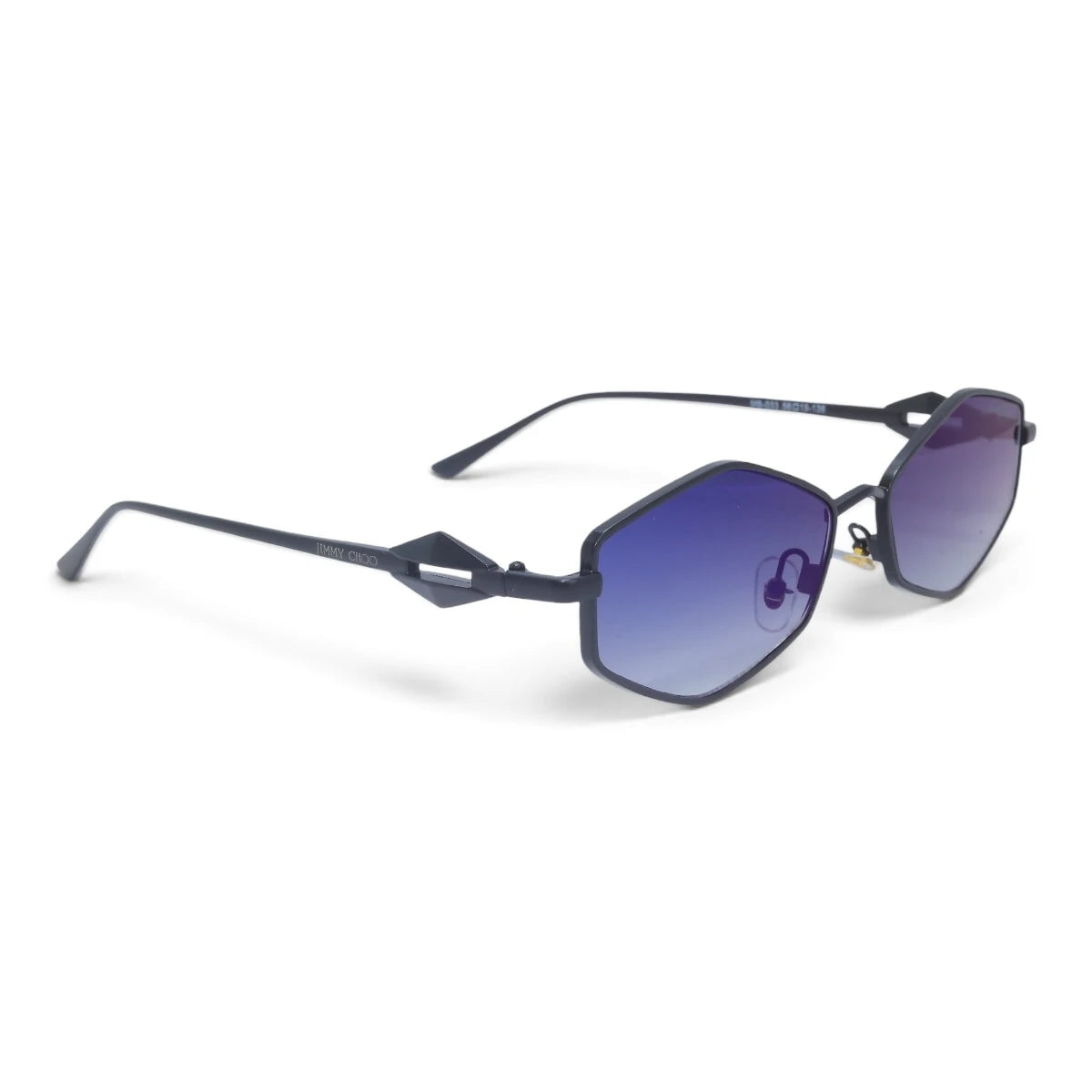 U&EYE The Seraphine small geometric sunglasses in Black / Blue-Violet — angled view