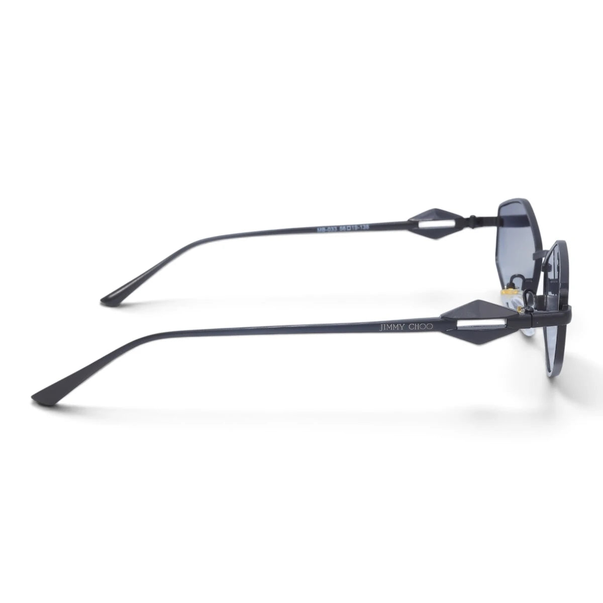 U&EYE The Seraphine small geometric sunglasses in Black / Blue-Violet — side view