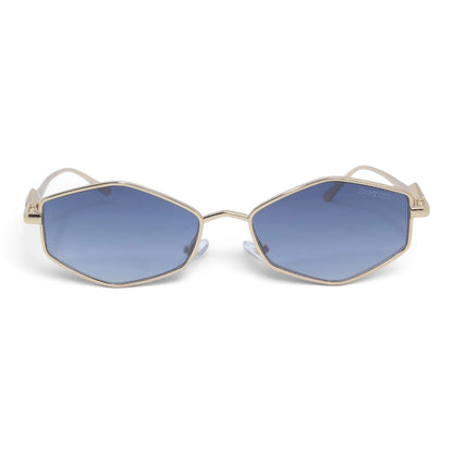 U&EYE The Seraphine small geometric sunglasses in Gold / Blue — front view