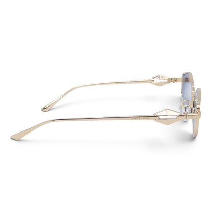 U&EYE The Seraphine small geometric sunglasses in Gold / Blue — side view