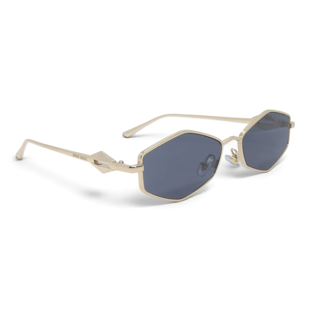 U&EYE The Seraphine small geometric sunglasses in Gold / Gray-Blue — angled view