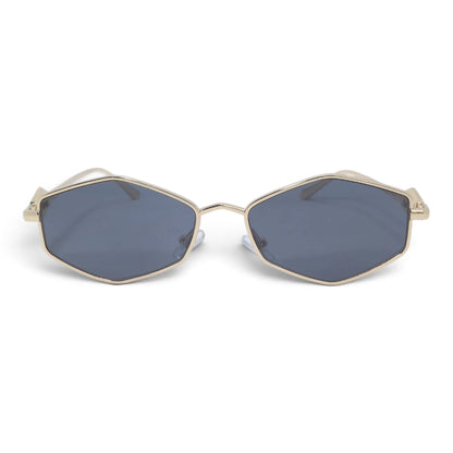 U&EYE The Seraphine small geometric sunglasses in Gold / Gray-Blue — front view