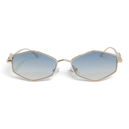 U&EYE The Seraphine small geometric sunglasses in Gold / Light Blue-Gold Gradient — front view