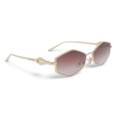 U&EYE The Seraphine small geometric sunglasses in Gold / Rose-Brown Gradient — angled view