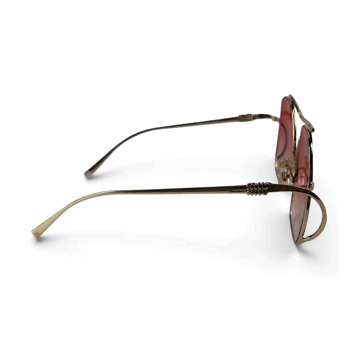 The Solene Oversized Square sunglasses in Gold with Rose Gradient lenses, side profile view