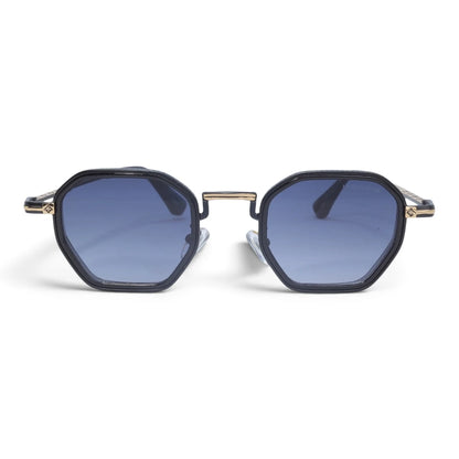 U&EYE The Tavian geometric sunglasses in Gold-Black / Violet-Blue — front view