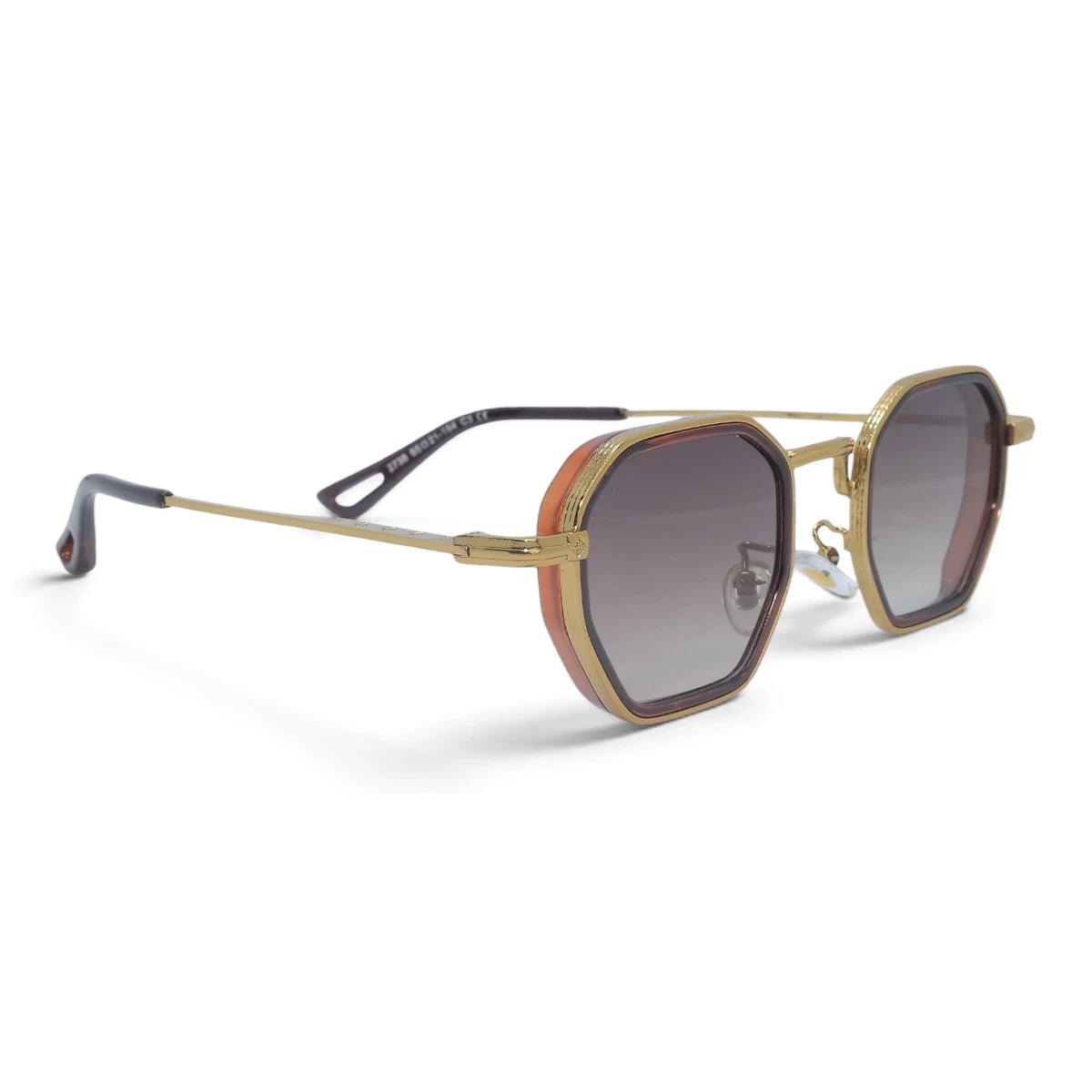 U&EYE The Tavian geometric sunglasses in Gold-Tortoise / Brown Gradient — angled view
