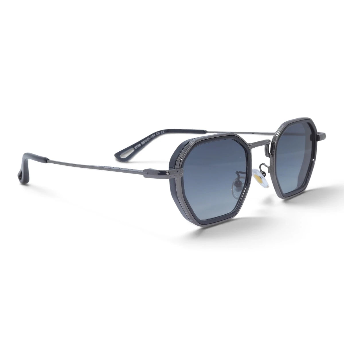 U&EYE The Tavian geometric sunglasses in Gunmetal / Blue-Gray Gradient — angled view