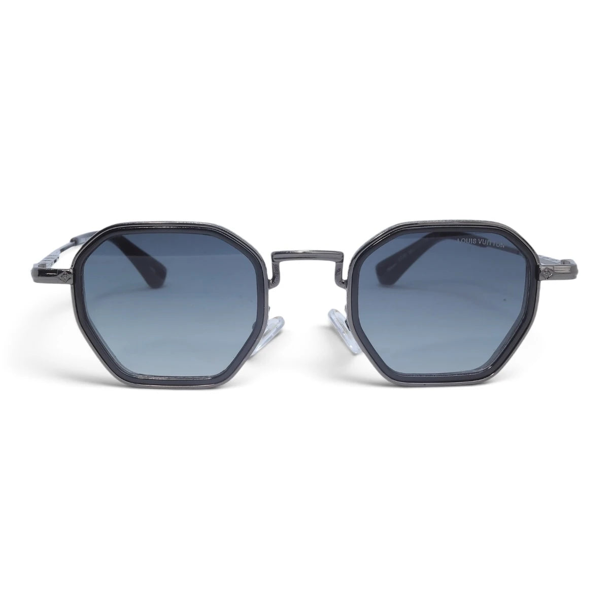 U&EYE The Tavian geometric sunglasses in Gunmetal / Blue-Gray Gradient — front view