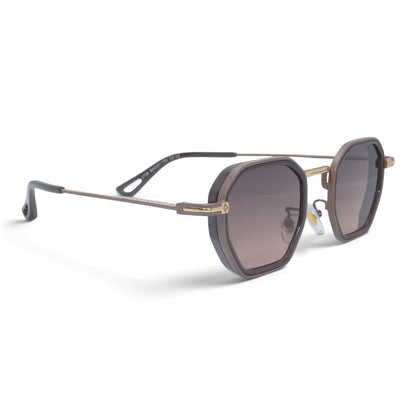 U&EYE The Tavian geometric sunglasses in Rose Gold-Brown / Brown Gradient — angled view