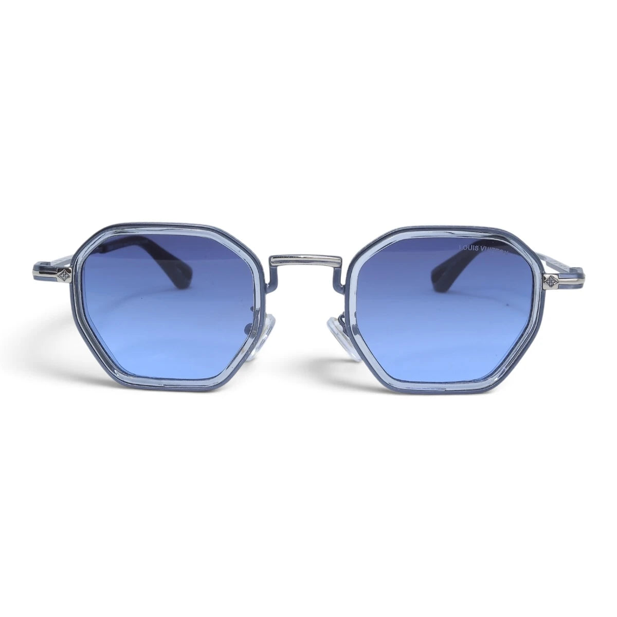 U&EYE The Tavian geometric sunglasses in Silver-Blue / Blue — front view