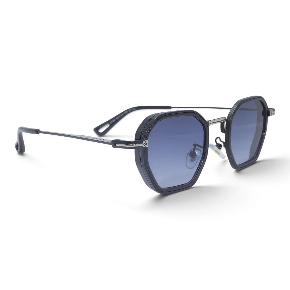 U&EYE The Tavian geometric sunglasses in Silver / Violet-Blue Gradient — angled view