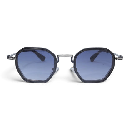U&EYE The Tavian geometric sunglasses in Silver / Violet-Blue Gradient — front view