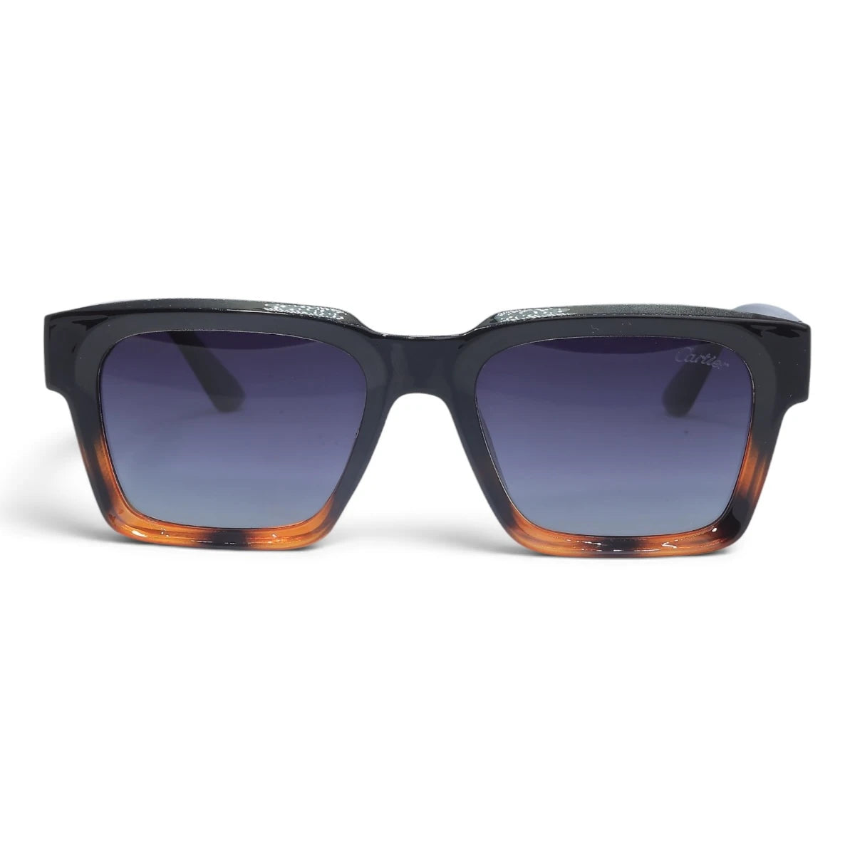 U&EYE The Valeo square polarized sunglasses in Black-Amber Ombré / Violet-Blue Gradient — front view