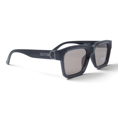 U&EYE The Valeo square polarized sunglasses in Black / Silver Mirror — angled view