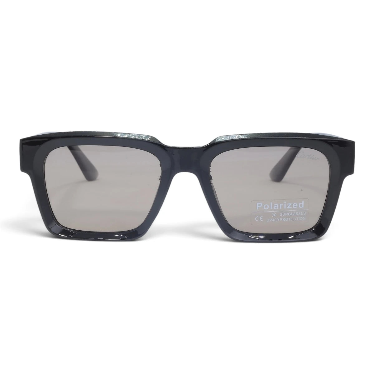 U&EYE The Valeo square polarized sunglasses in Black / Silver Mirror — front view
