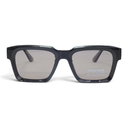 U&EYE The Valeo square polarized sunglasses in Black / Silver Mirror — front view