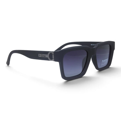 U&EYE The Valeo square polarized sunglasses in Black / Violet-Blue Gradient — angled view