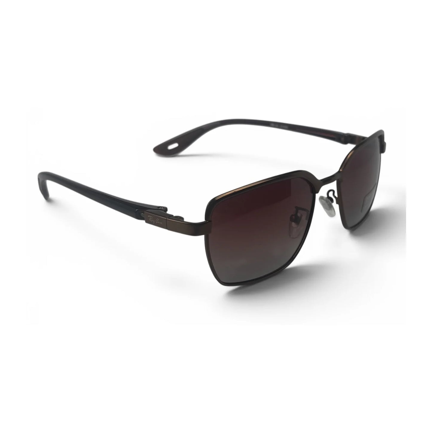The Vector Rectangle sunglasses in Black with Brown Gradient lenses, angled three-quarter view