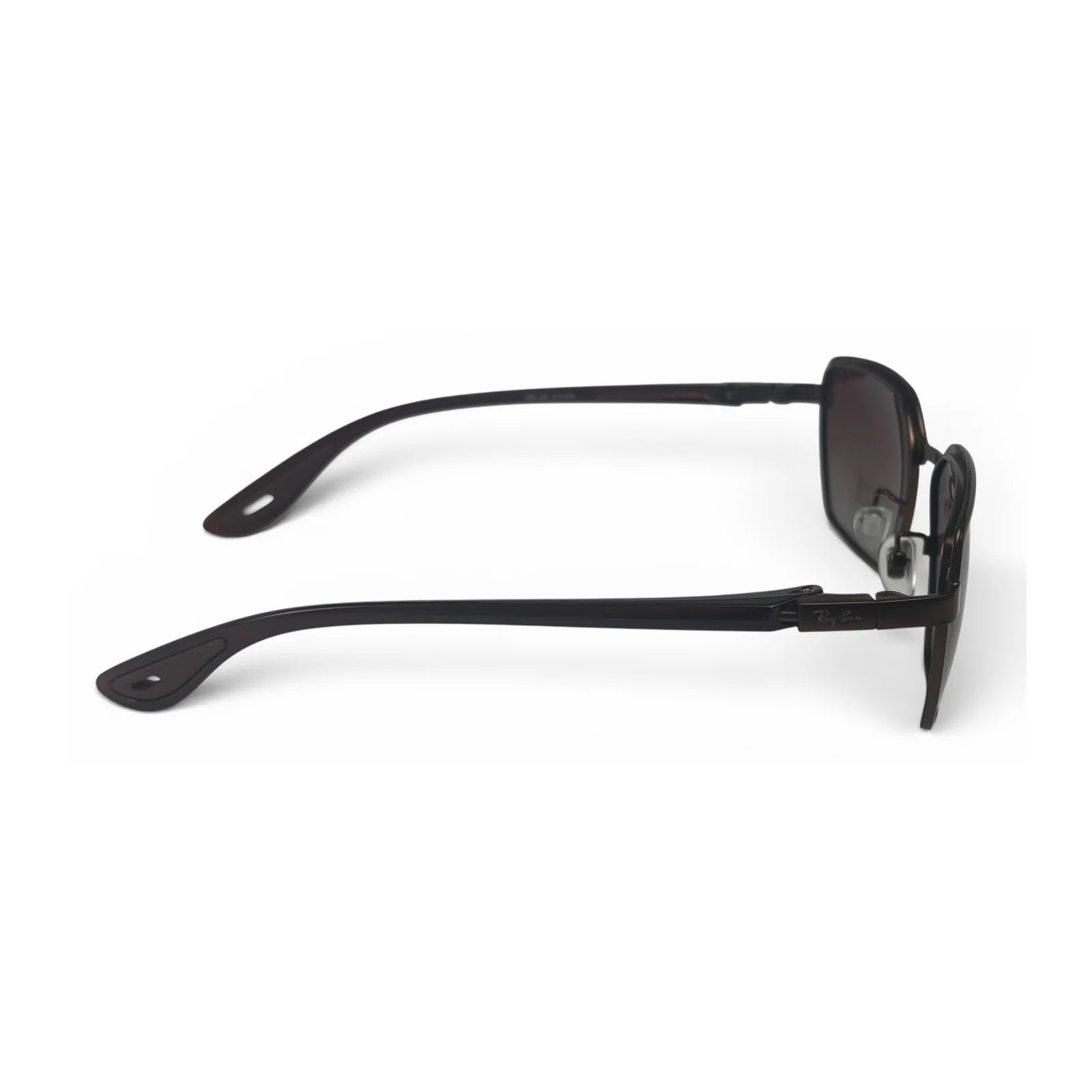 The Vector Rectangle sunglasses in Black with Brown Gradient lenses, side profile view
