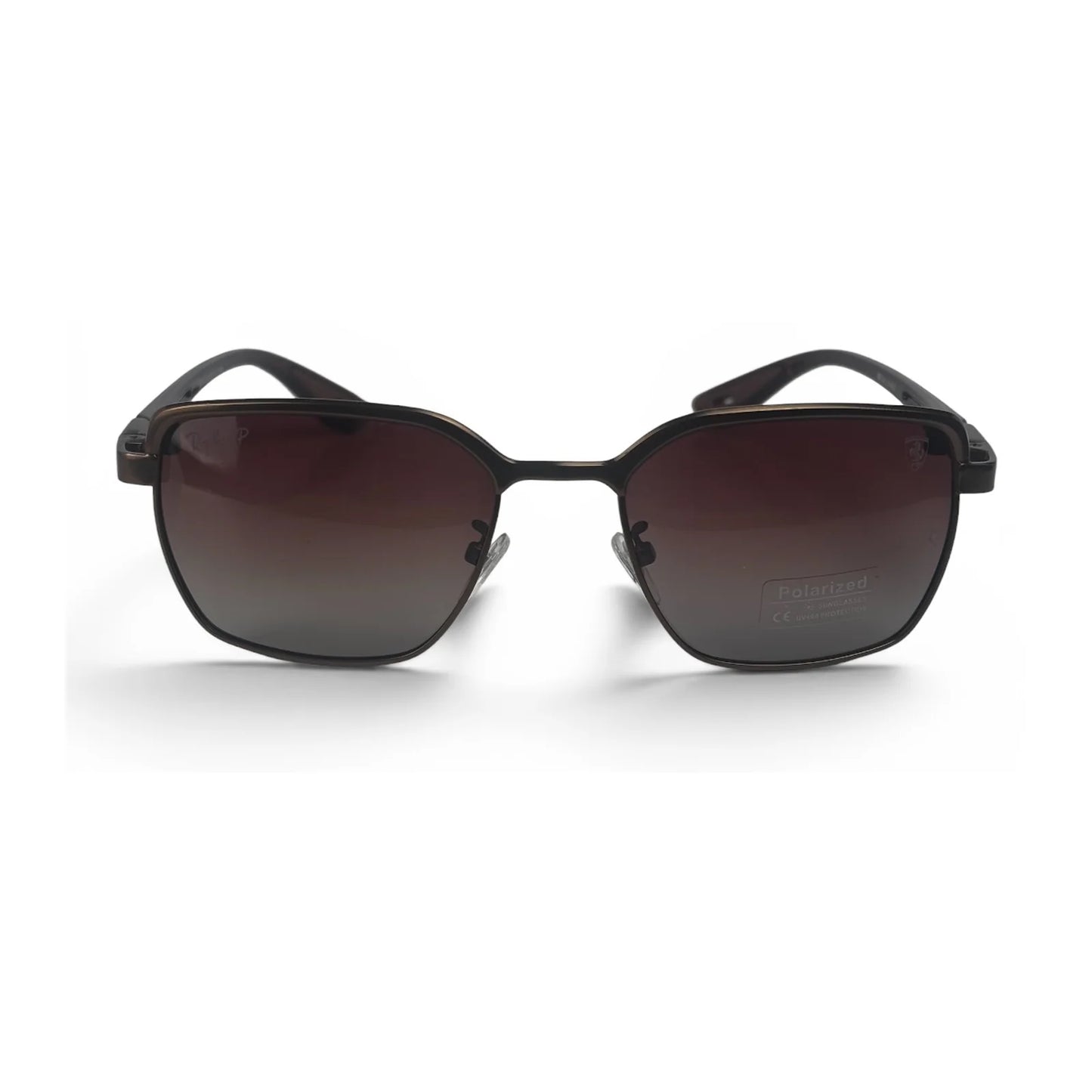 The Vector Rectangle sunglasses in Black with Brown Gradient lenses, straight front view
