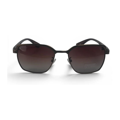 The Vector Rectangle sunglasses in Black with Brown Gradient lenses, straight front view