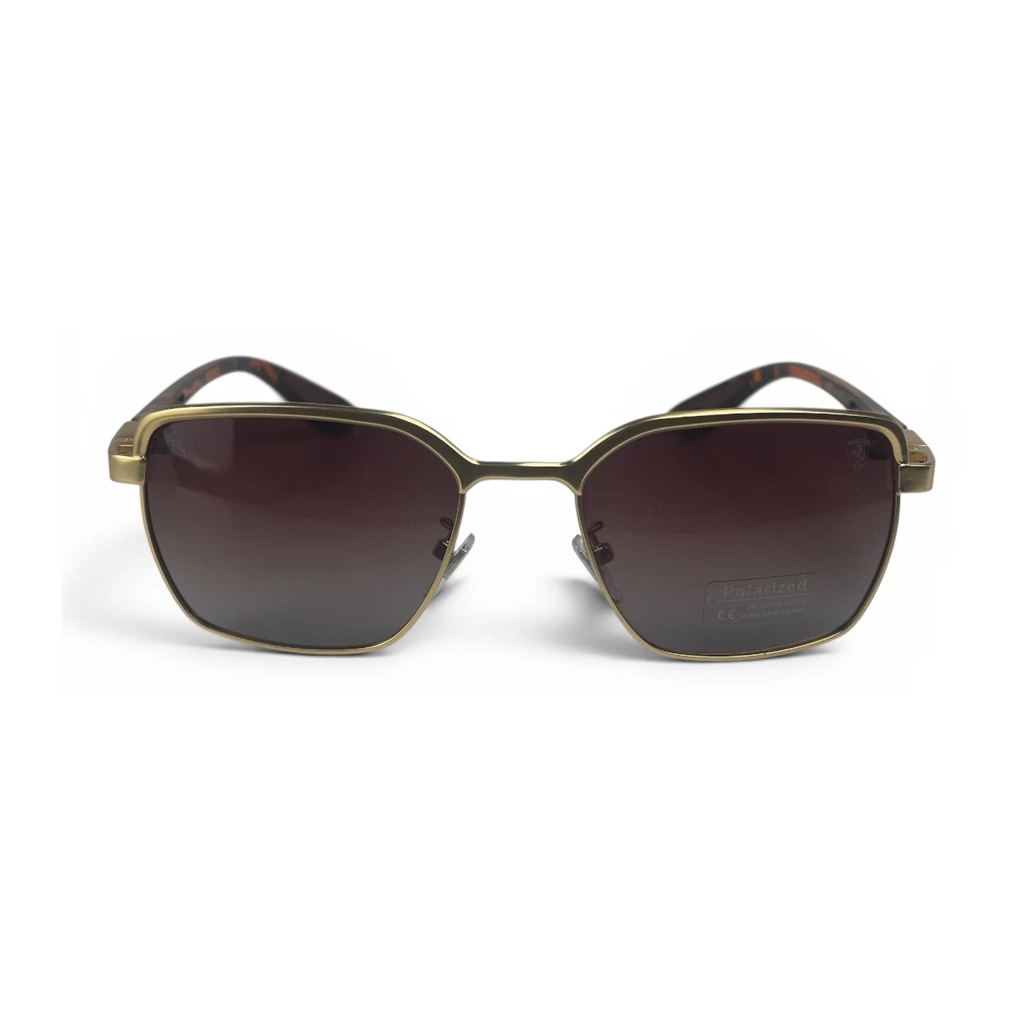 The Vector Rectangle sunglasses in Gold Tortoise with Brown Gradient lenses, straight front view