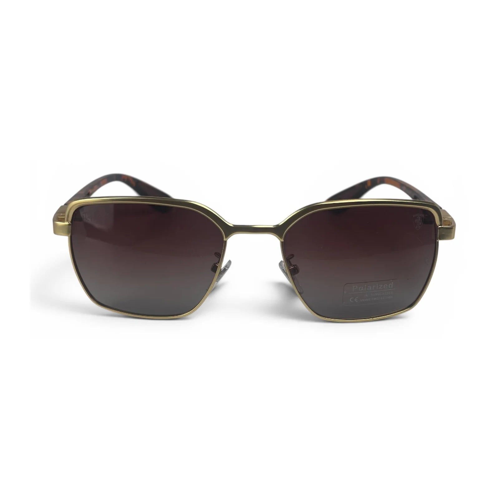 The Vector Rectangle sunglasses in Gold Tortoise with Brown Gradient lenses, straight front view