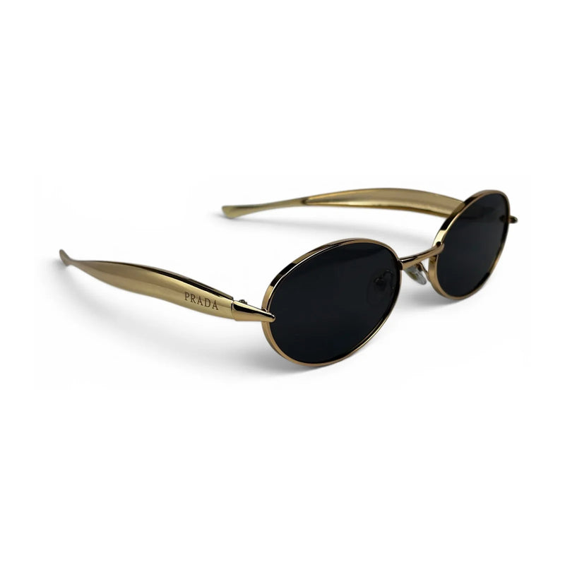 The ‘Aveline’ Oval Sunglasses | Gold Black