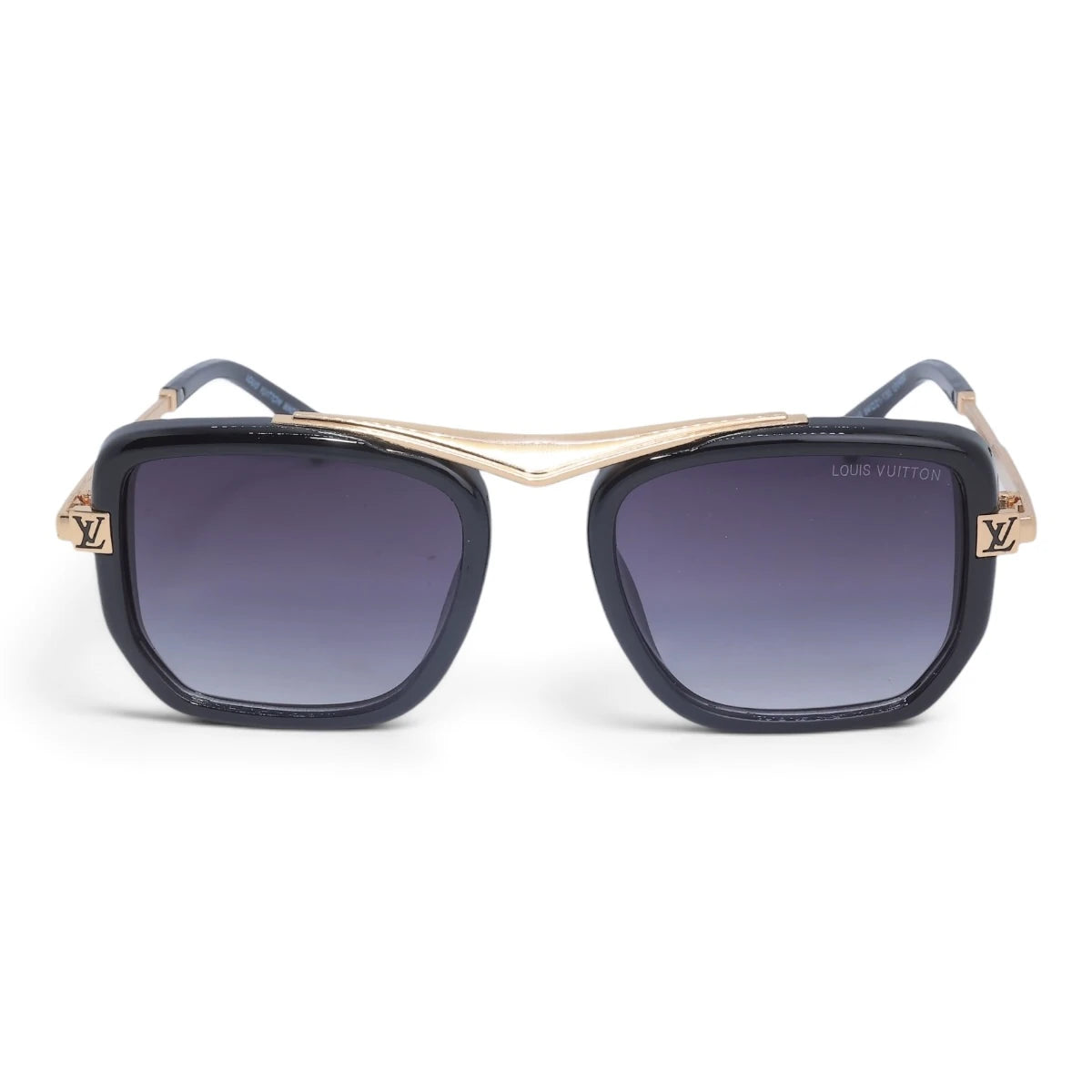 U&EYE The Veloria oversized square sunglasses in Black-Gold / Violet Gradient — front view