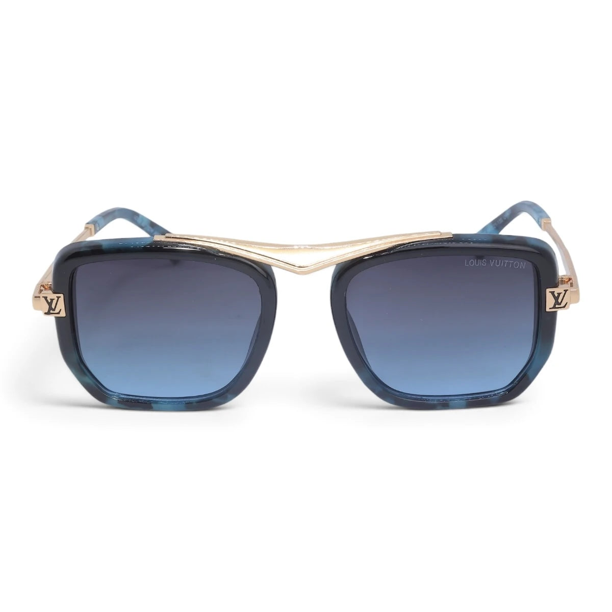 U&EYE The Veloria oversized square sunglasses in Blue Tortoise-Gold / Blue Gradient — front view
