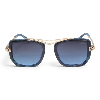 U&EYE The Veloria oversized square sunglasses in Blue Tortoise-Gold / Blue Gradient — front view