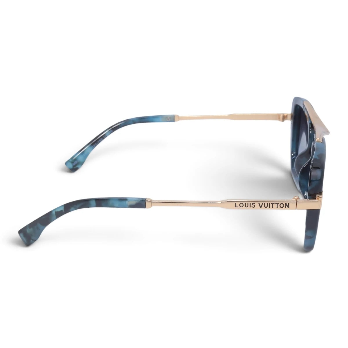 U&EYE The Veloria oversized square sunglasses in Blue Tortoise-Gold / Blue Gradient — side view