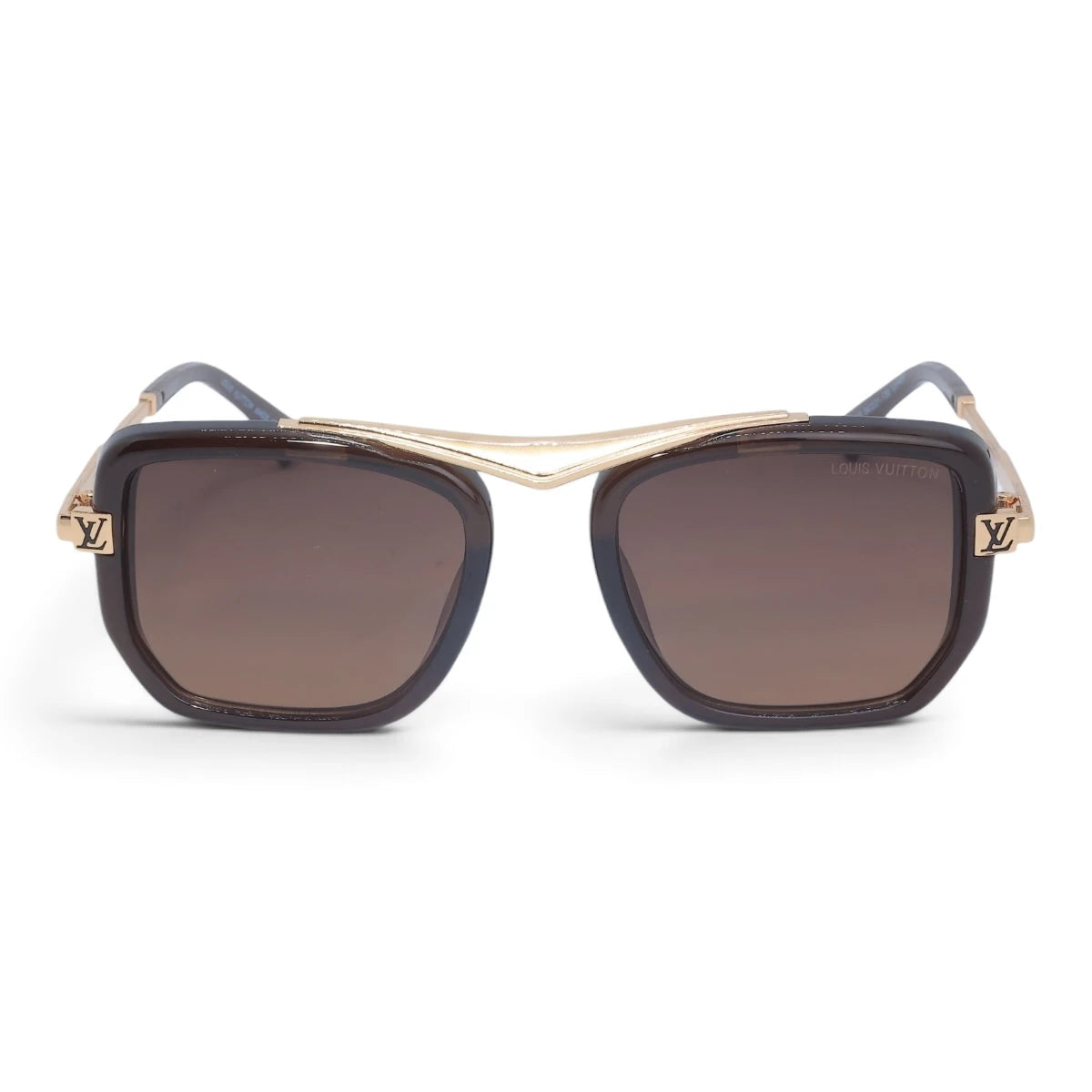 U&EYE The Veloria oversized square sunglasses in Brown-Gold / Brown Gradient — front view