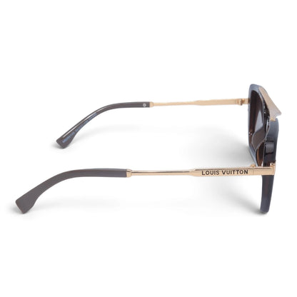 U&EYE The Veloria oversized square sunglasses in Brown-Gold / Brown Gradient — side view