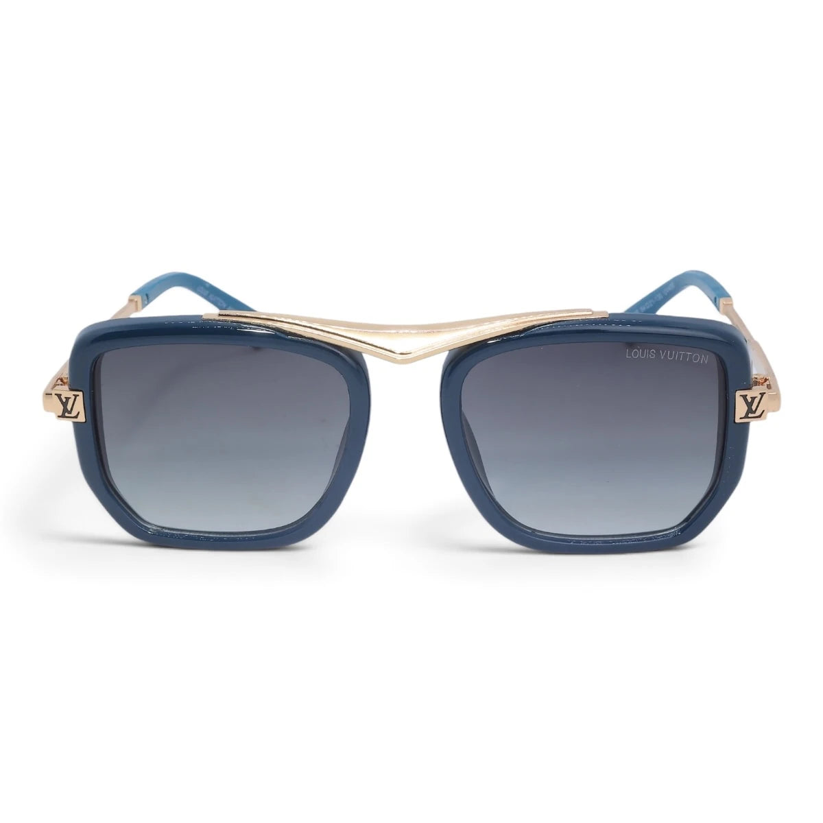 U&EYE The Veloria oversized square sunglasses in Navy-Gold / Gray Gradient — front view