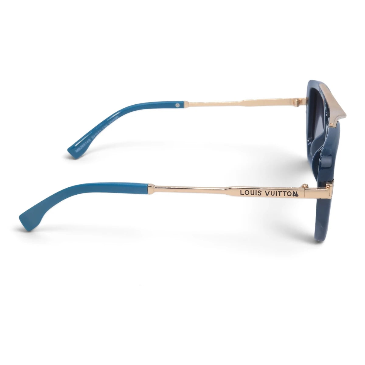 U&EYE The Veloria oversized square sunglasses in Navy-Gold / Gray Gradient — side view