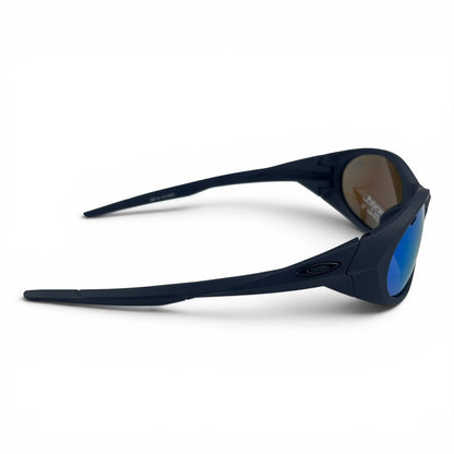 The Vortex Sport Wrap sunglasses in Blue with Blue Mirror lenses, side profile view
