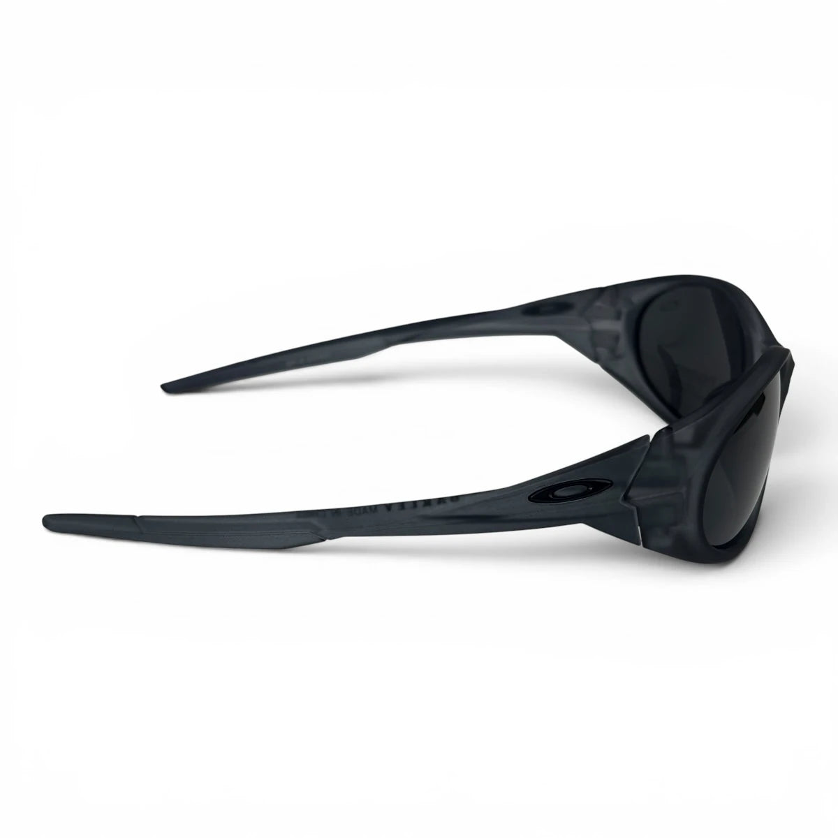 The Vortex Sport Wrap sunglasses in Gray with Smoke lenses, side profile view