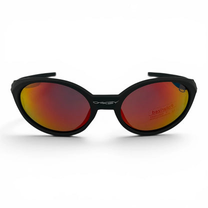 The Vortex Sport Wrap sunglasses in Green with Red Yellow Mirror lenses, angled three-quarter view
