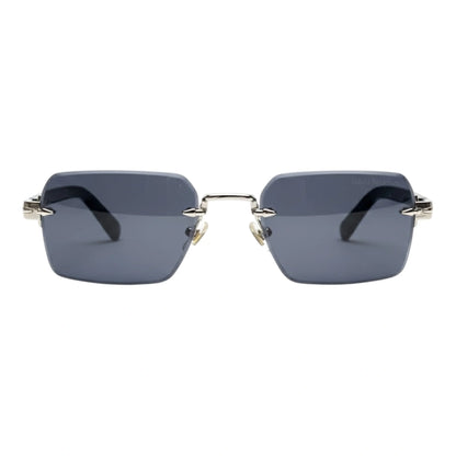 The 'Vanguard' Rimless Square Sunglasses | Silver & Black