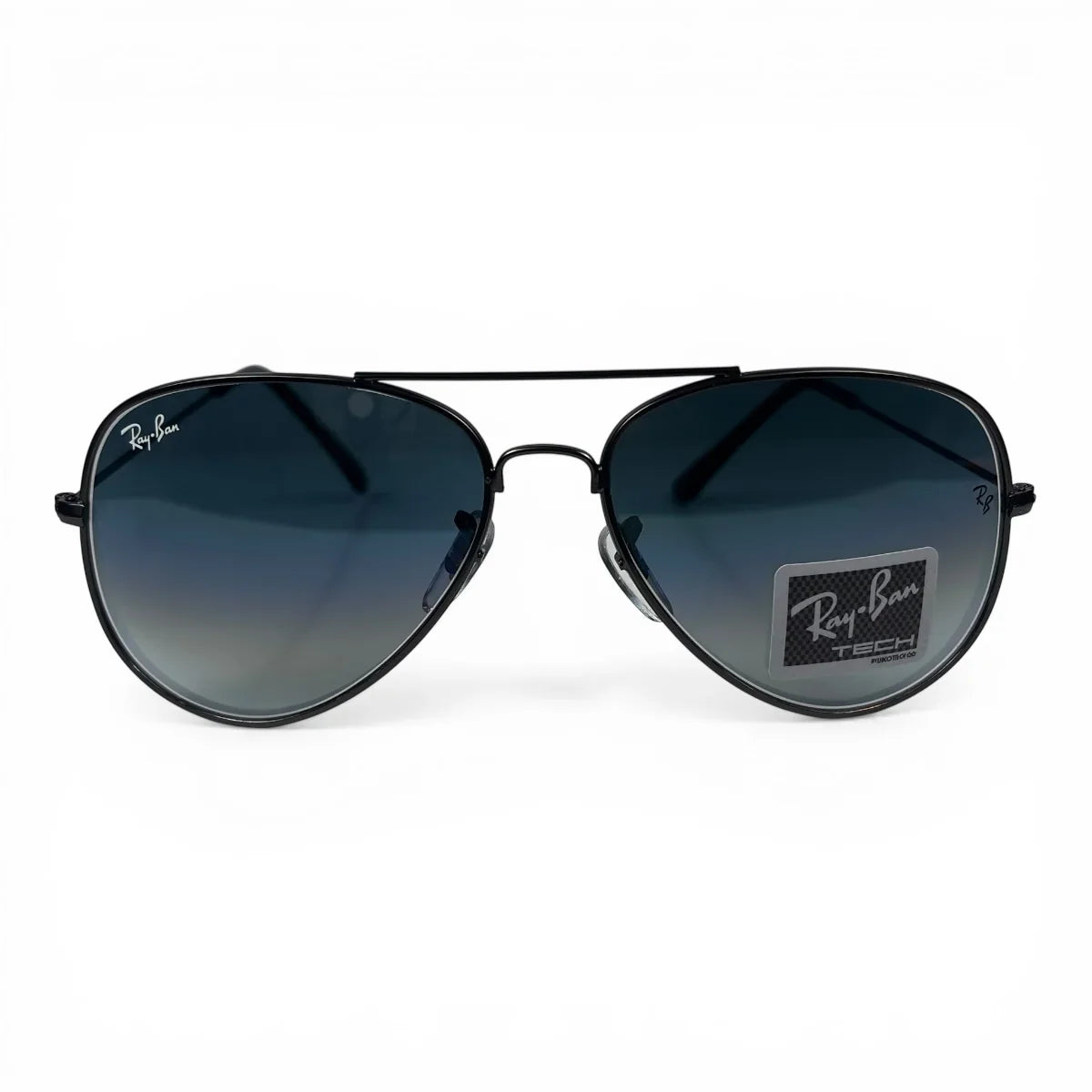 The Vela aviator sunglasses in gunmetal with blue gradient lenses, straight front view