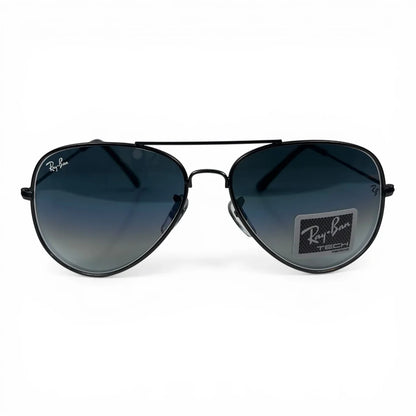The Vela aviator sunglasses in gunmetal with blue gradient lenses, straight front view