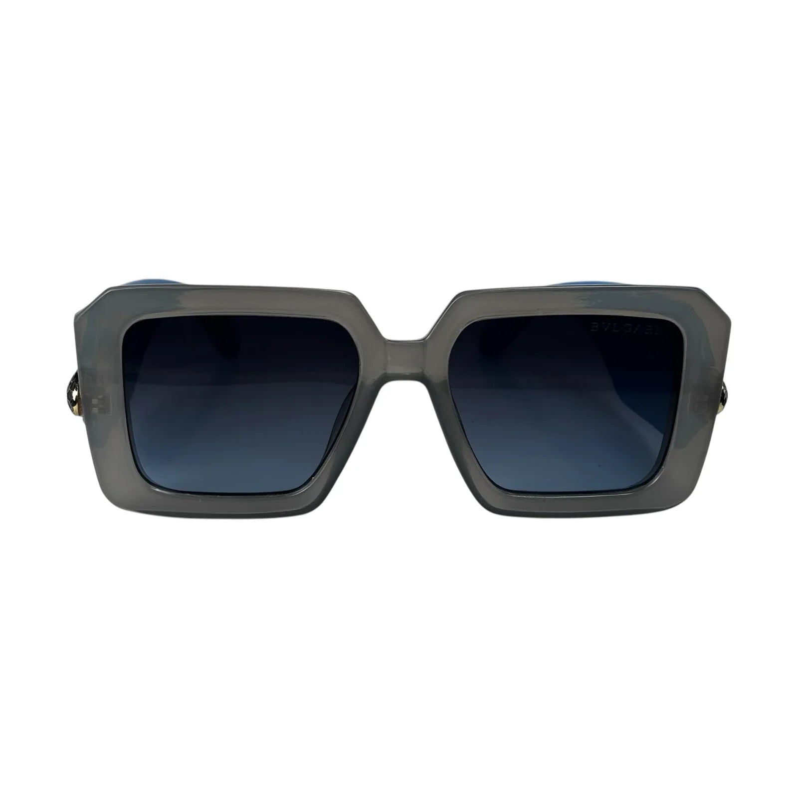U&Eye The Vesper shield-square sunglasses with smoke gray frame and blue gradient lens, front view